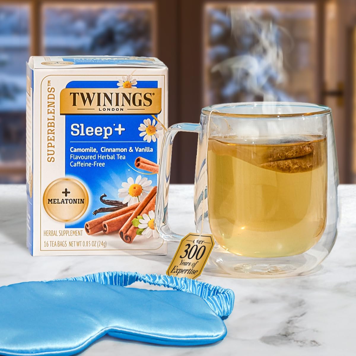 Twinings Superblends Sleep+ Herbal Tea - 1mg Melatonin, Chamomile, Cinnamon & Vanilla | Caffeine-Free, 96 Bags