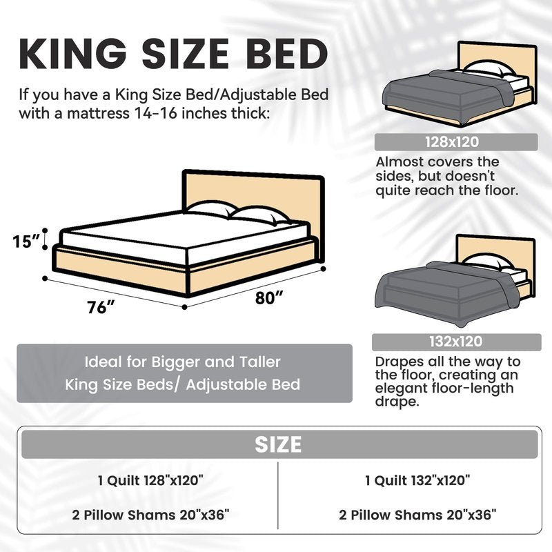 Qucover Oversized Bedspreads 128x120, 3 Piece Soft Microfiber Lightweight Navy Blue California King Quilt Sets, Ultrasonic Geometric Pattern King Size Bedspreads Oversized, with Pillow Shams