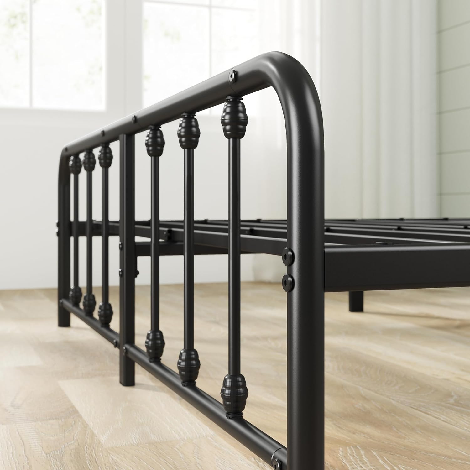 Zinus Leonardo Metal Platform Bed Frame - Victorian Spindle Headboard & Footboard | Heavy Duty, Queen Size