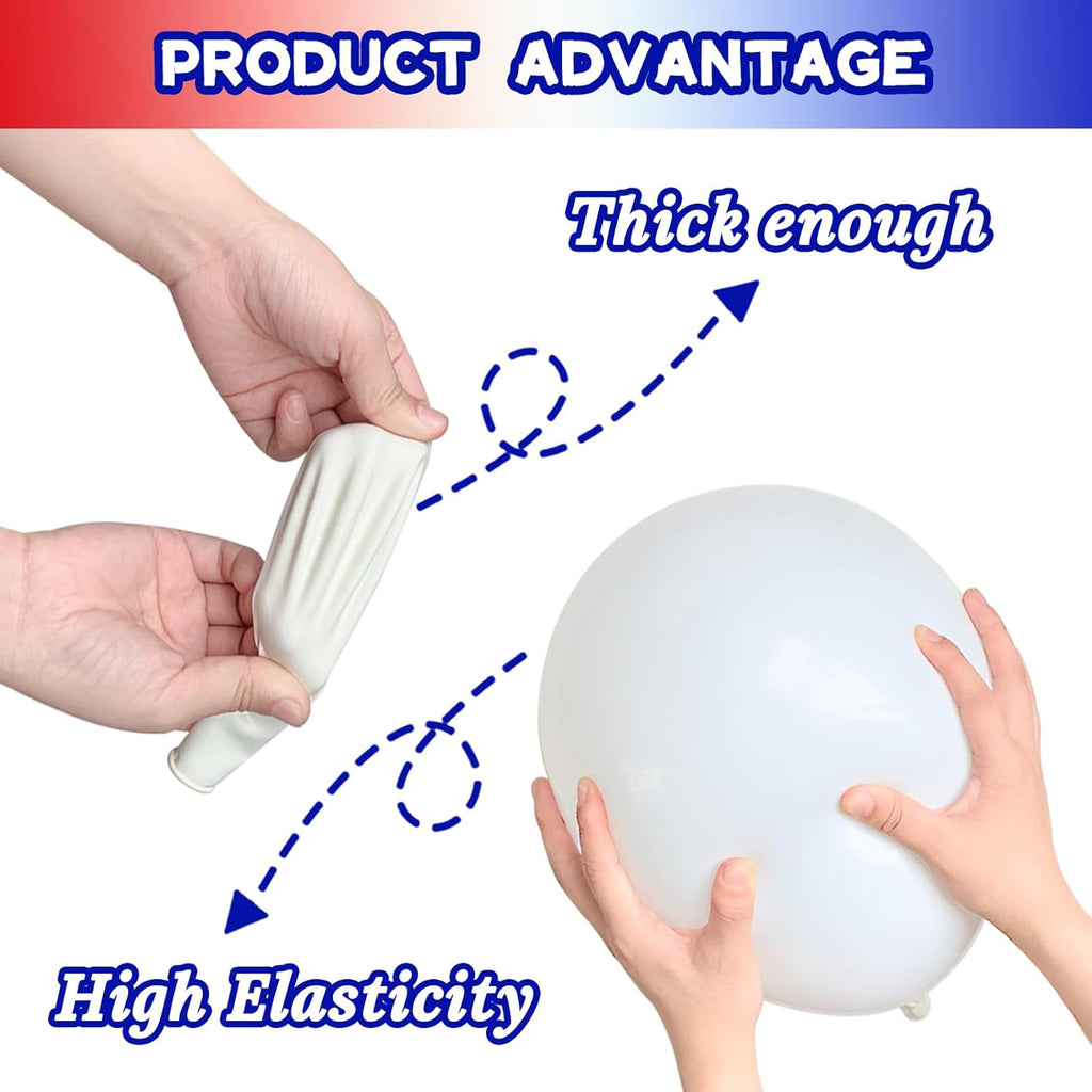 Red White & Blue Latex Balloons - 100 Pack for 4th of July Decorations | Patriotic Party Supplies
