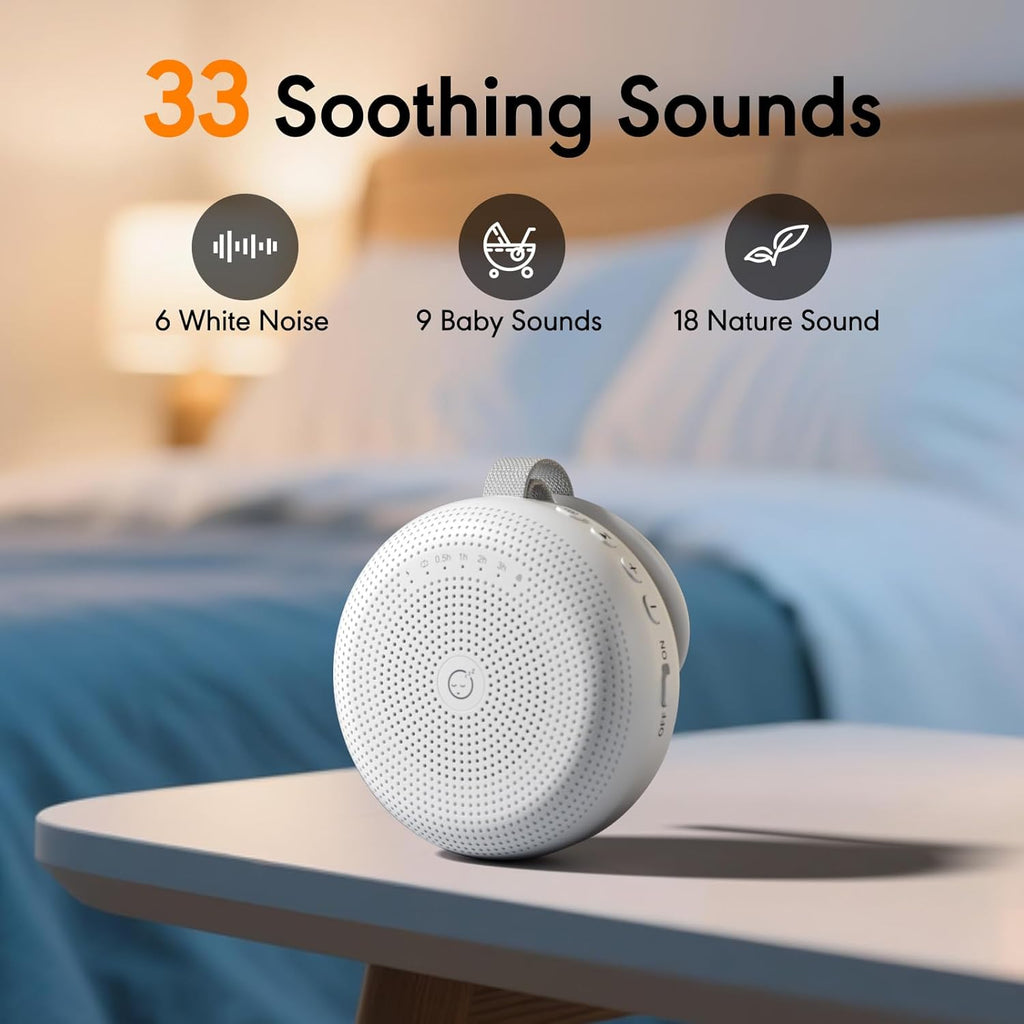 Skiennix White Noise Machine - Portable Sound Therapy with 33 Soothing Sounds & Timer for Sleep, Travel, Nursery, Home