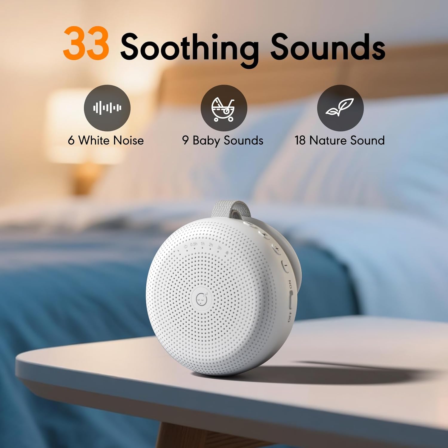 Skiennix White Noise Machine - Portable Sound Therapy with 33 Soothing Sounds & Timer for Sleep, Travel, Nursery, Home