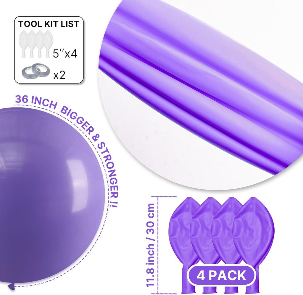 PartyWoo 36-Inch Purple Latex Balloons - Perfect for Birthday, Baby Shower & Wedding Decor