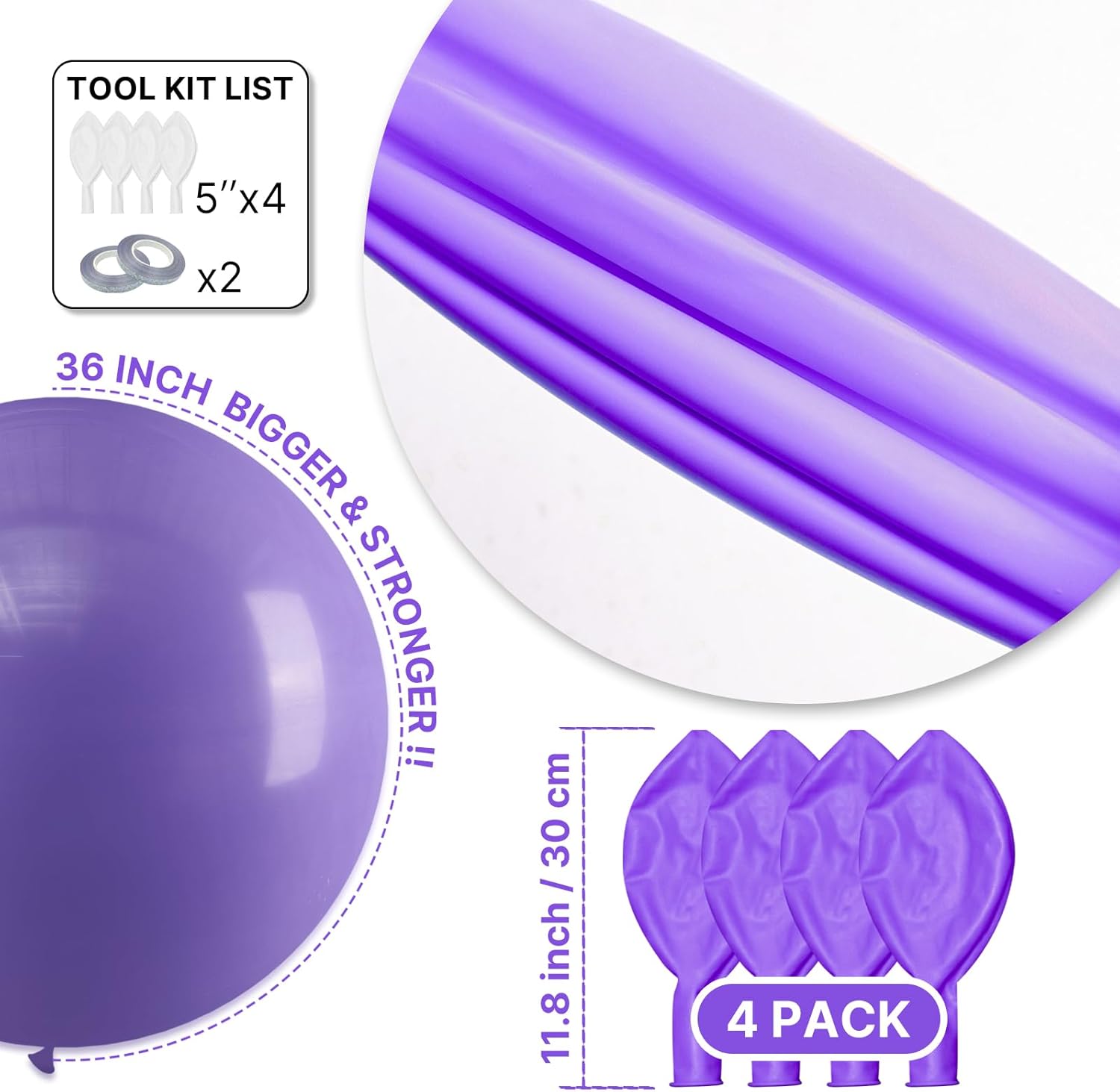 PartyWoo 36-Inch Purple Latex Balloons - Perfect for Birthday, Baby Shower & Wedding Decor