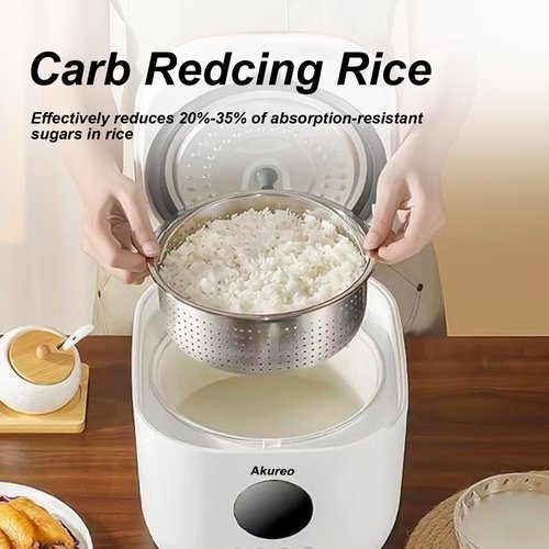 3L Healthy Low Carb Rice Cooker, Low Sugar Digital Steamer,Porridge,Soup,Quick Rice,White Rice,Stainless Steel Filter Basket，5 Cooking Functions,24H Timer & Auto Keep Warm