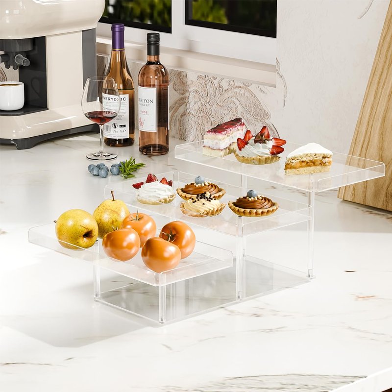 BYCY 3 Tier Cupcake Stand Set - Clear Acrylic Dessert Table Display Set for Pastry Food Treat Tier Cookie Dessert Platter, Tier Serving Trays Holder for Wedding Baby Shower Tea Party