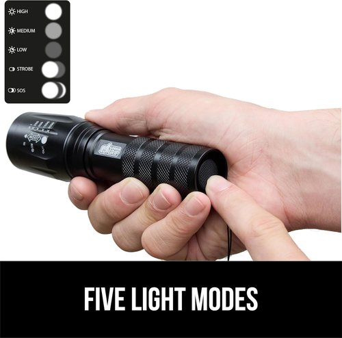 GORILLA GRIP LED Tactical Flashlight - 750 FT High Lumens, 5 Modes, Water Resistant | 2 Pack Black