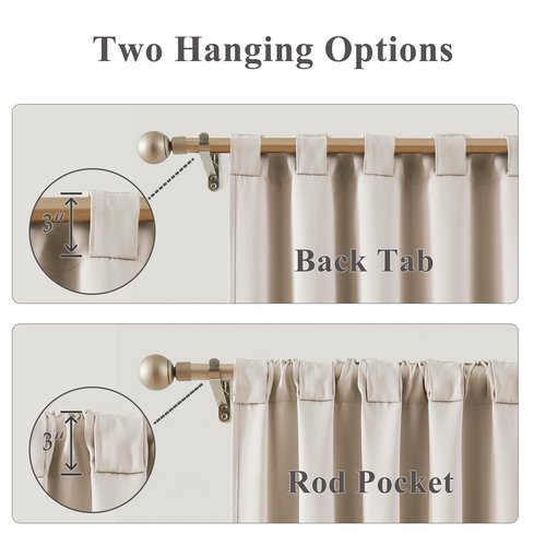 Bujasso Beige 80% Blackout Curtains with Sheer Overlay Mix and Match Double Layer Thermal Insulated Window Panels 95 inch for Bedroom Beige Drapes with Tiebacks Rod Pocket Back Tab 37" Wx95 Lx2
