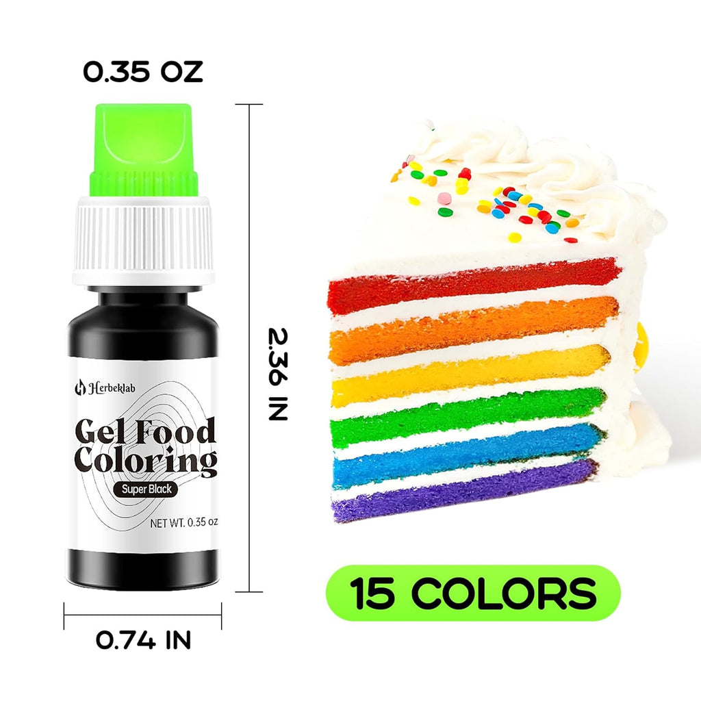 Skiennix Gel Food Coloring - 15 Vibrant Neon Colors for Icing & Baking | 0.35 oz Each