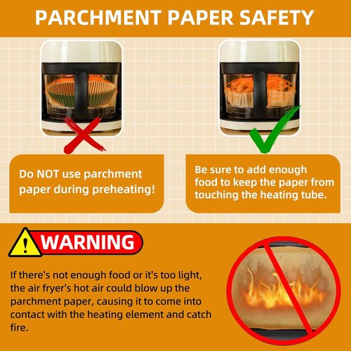 HONYAO Air Fryer Paper Liners - 10 Inch XXXL Thickened Disposable for 8-12 Qt Air Fryers | 200 Pcs
