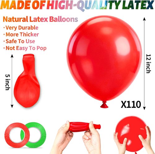KUULBELA Rainbow Balloons - 110 Pack 12-Inch Assorted Helium Latex Balloons for Birthday & Wedding Parties