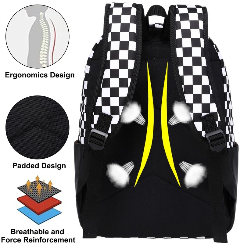 Sugaroom Lightning Print School Backpack for Girls Boys Backpack with Lunch Box Teen Kids Backpack Middle School Bags Preschool Primary Elementary Bookbags Set