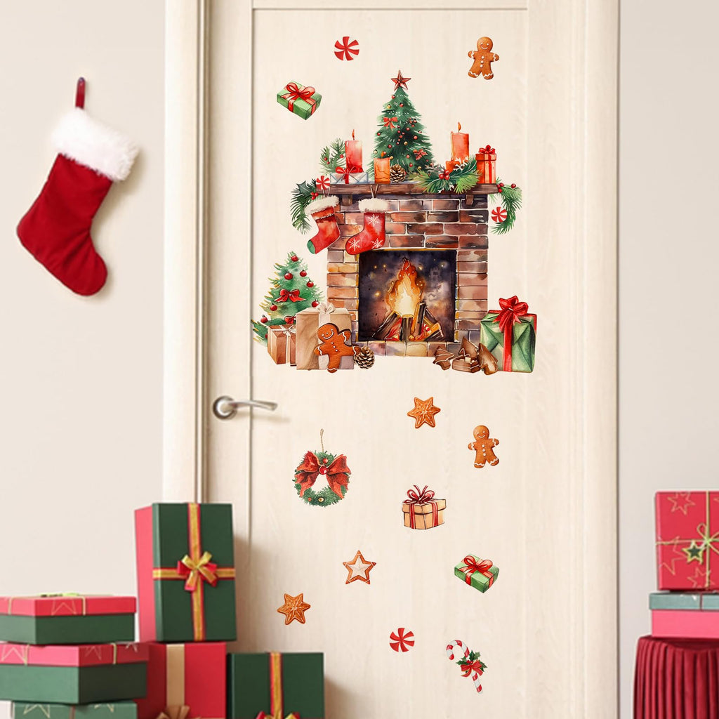 Yovkky Merry Christmas Wall Decals Stickers, Xmas Tree Sign Holiday Max Dog Decor, 2026 New Year Winter Green Red Farmhouse Home Kitchen Decorations Kids Boys Girls Bedroom Art Gift