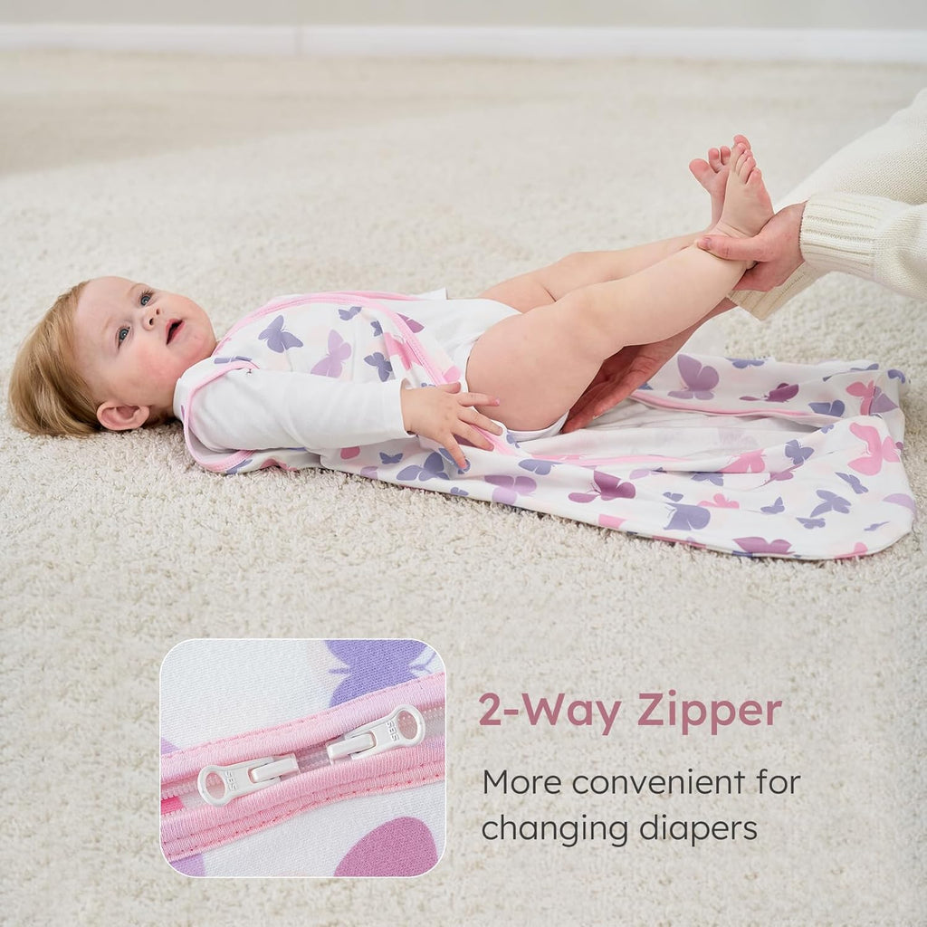 Yoofoss Baby Sleep Sack | 100% Organic Cotton Wearable Blanket for 0-6 Months | 2-Way Zipper, 3 Pack