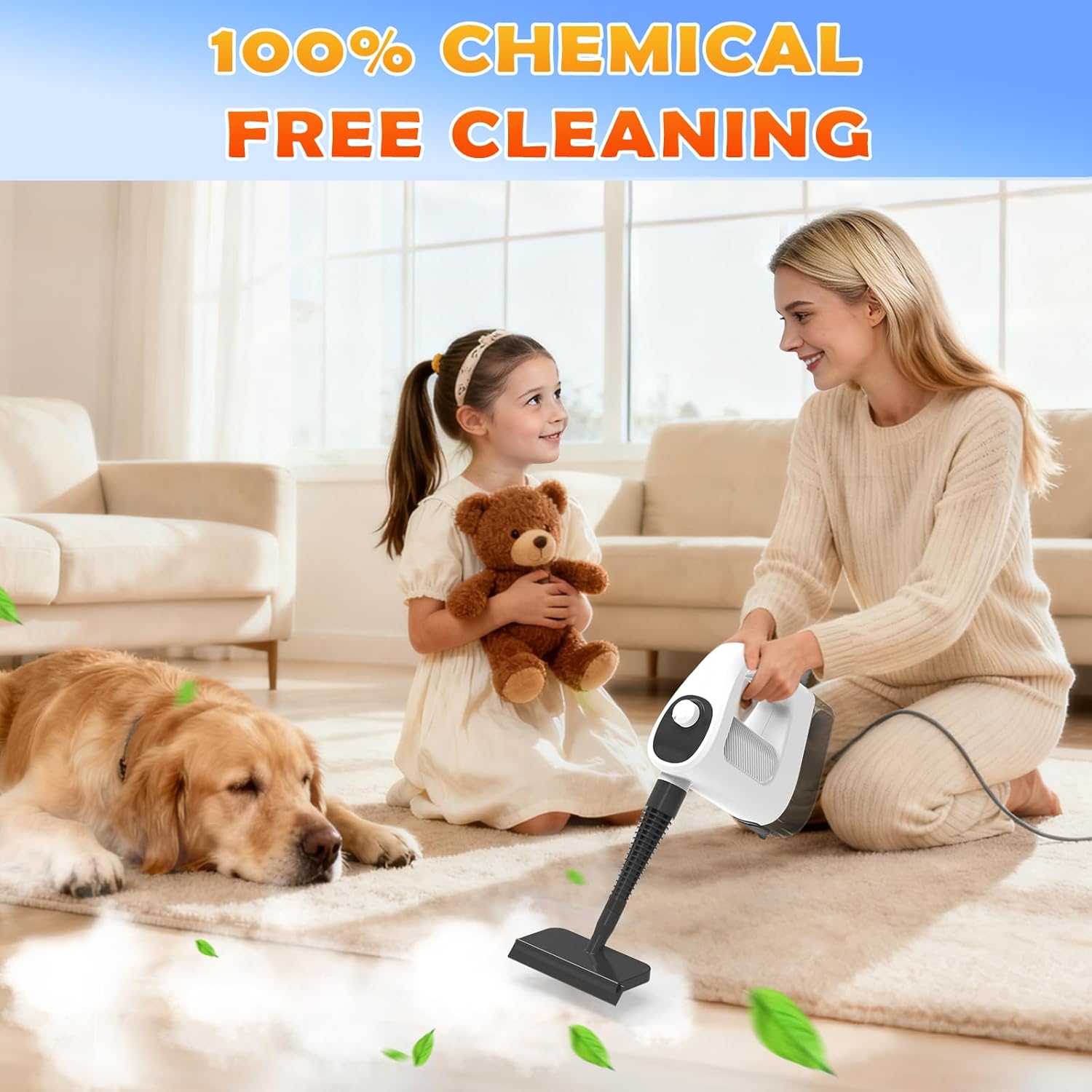 Skiennix Handheld Steam Cleaner - 3-Level Adjustable, 15s Heat-Up, 400ML Capacity | 14 Accessories Included