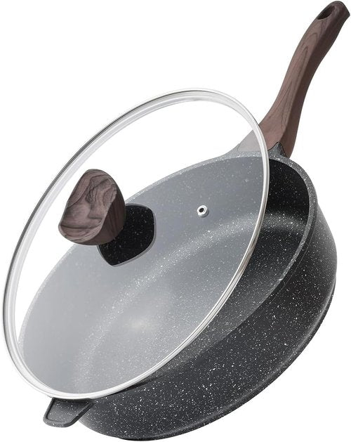 Kordisen Nonstick Deep Frying Pan - 12 Inch Skillet with Lid | 5 Qt Healthy Induction Cookware, PFOA Free