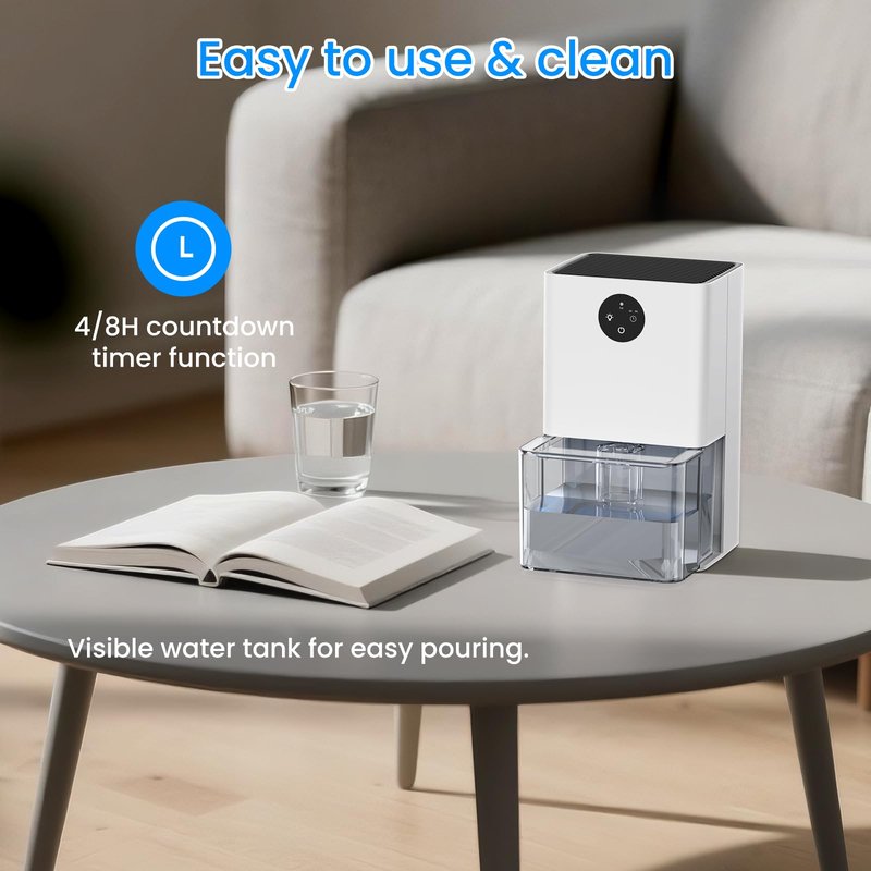 Dehumidifier, 50 OZ Small Dehumidifiers for Room for Home, Quiet with Auto Shut Off, Dehumidifiers for Bedroom (300 sq. ft), Bathroom, RV, Closet