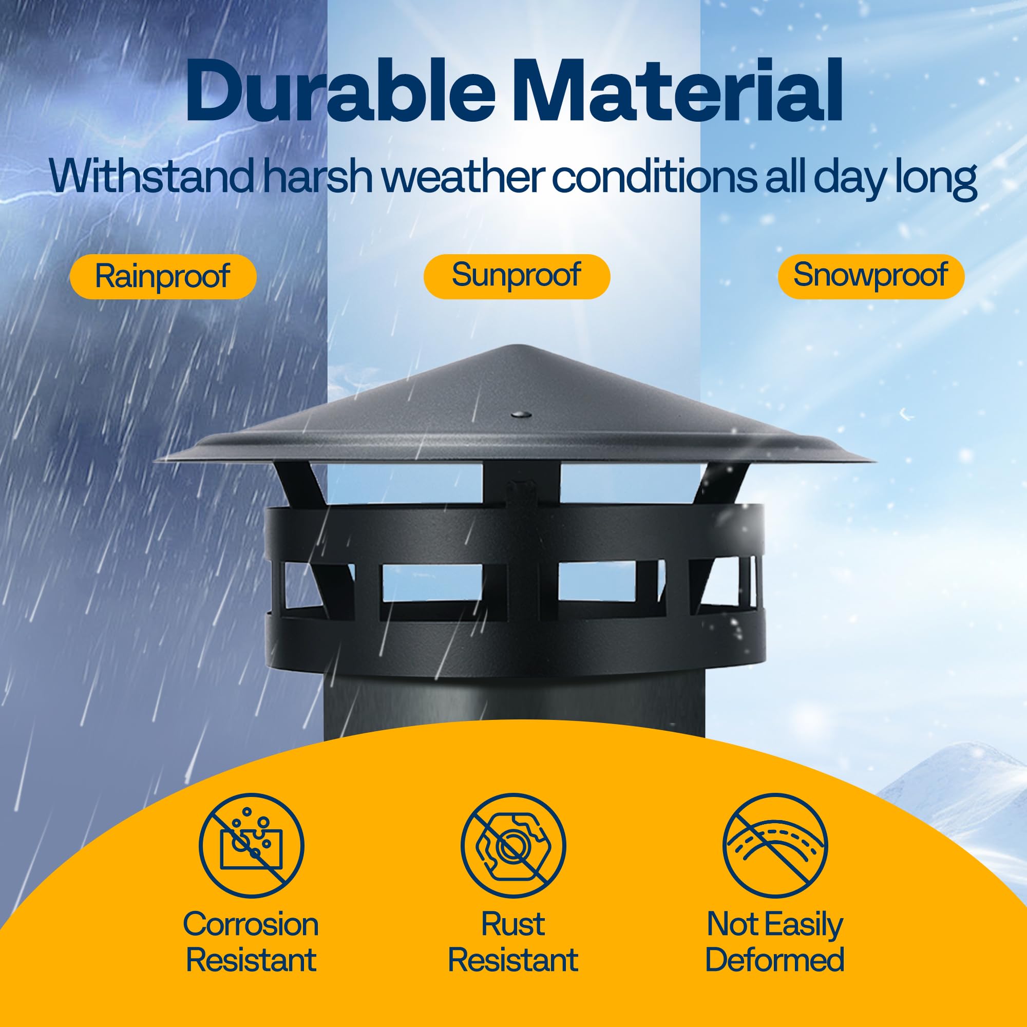 VIVOHOME 6" Cone Top Chimney Cap with Screen, Fireplace Round Chimney Cover, Galvanized Steel Exhaust Rain Caps for Outside, Easy to Install Flue Cap, Black