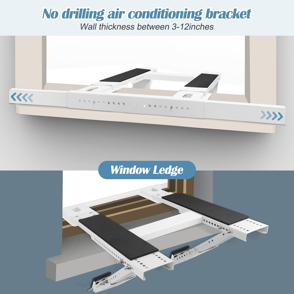 Solaradgy Window AC Bracket, No-Drill AC Window Bracket Compatible with Single & Double-Hung Windows, Heavy-Duty Holds Up to 220lbs, Double-Pole Reinforced Design