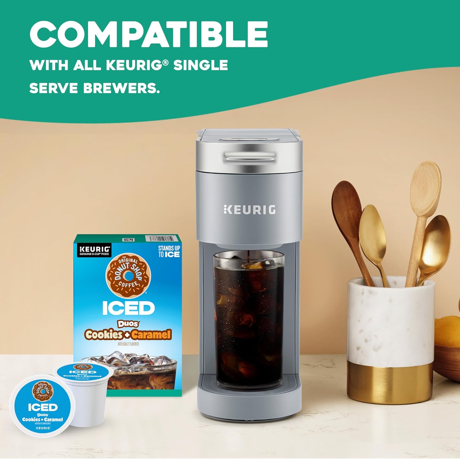 Original Donut Shop | Iced Duos Cookies & Caramel Coffee | 24 Count Keurig K-Cup Pods