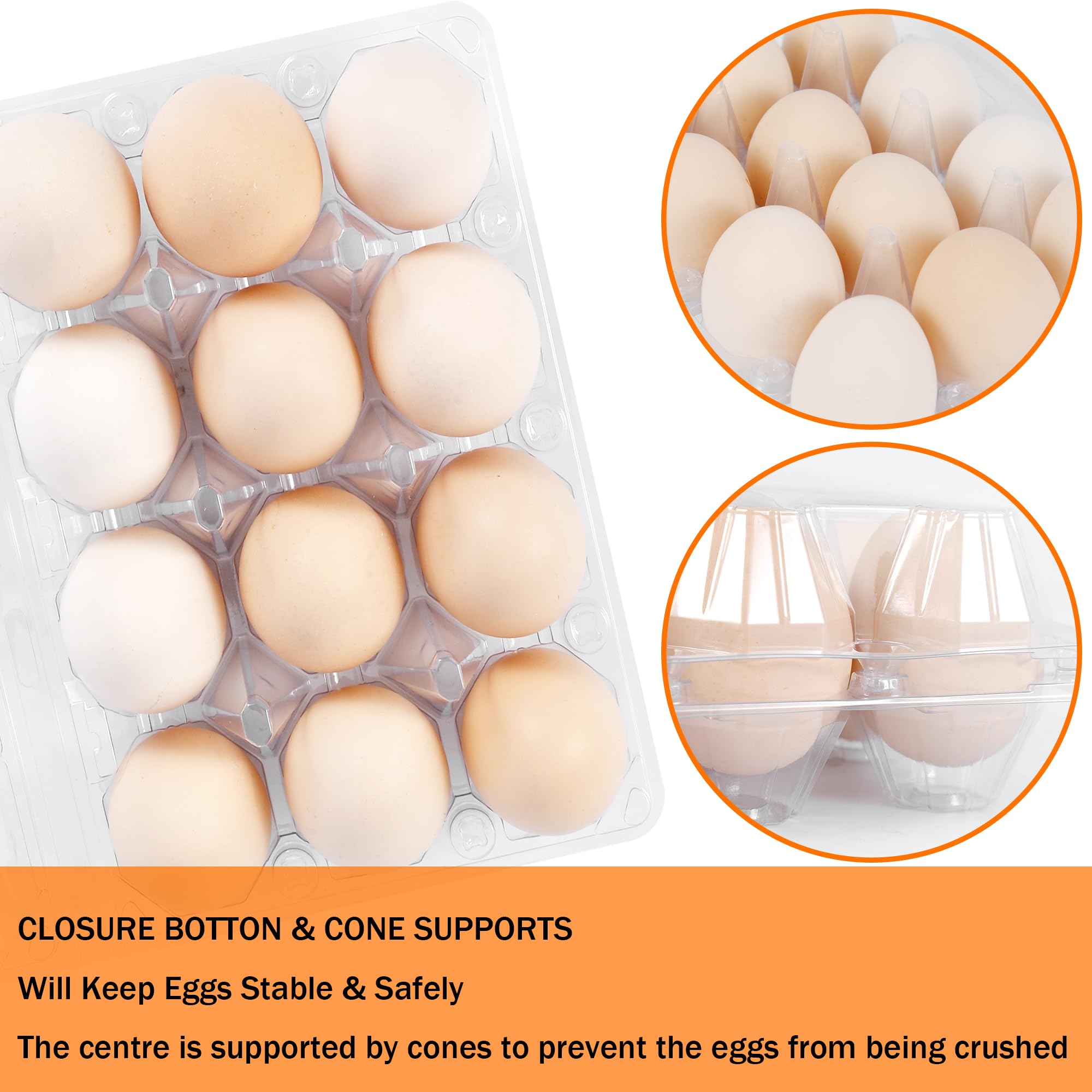 ZHIGLMYD 100 Pack 12 Count Plastic Egg Cartons - Bulk Cheap Clear Reusable Egg Containers for Chicken Eggs, Dozen Egg Storage Solutions.