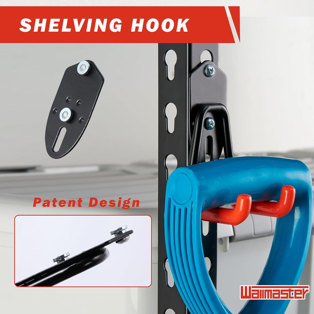 Wallmaster Garage Hooks - 12 Pack Adjustable Heavy-Duty Utility Hooks for Garden Tool Organization