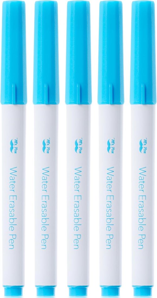 Mr. Pen Fabric Markers - Erasable & Water Soluble, 5 Pack in Blue for Sewing Projects