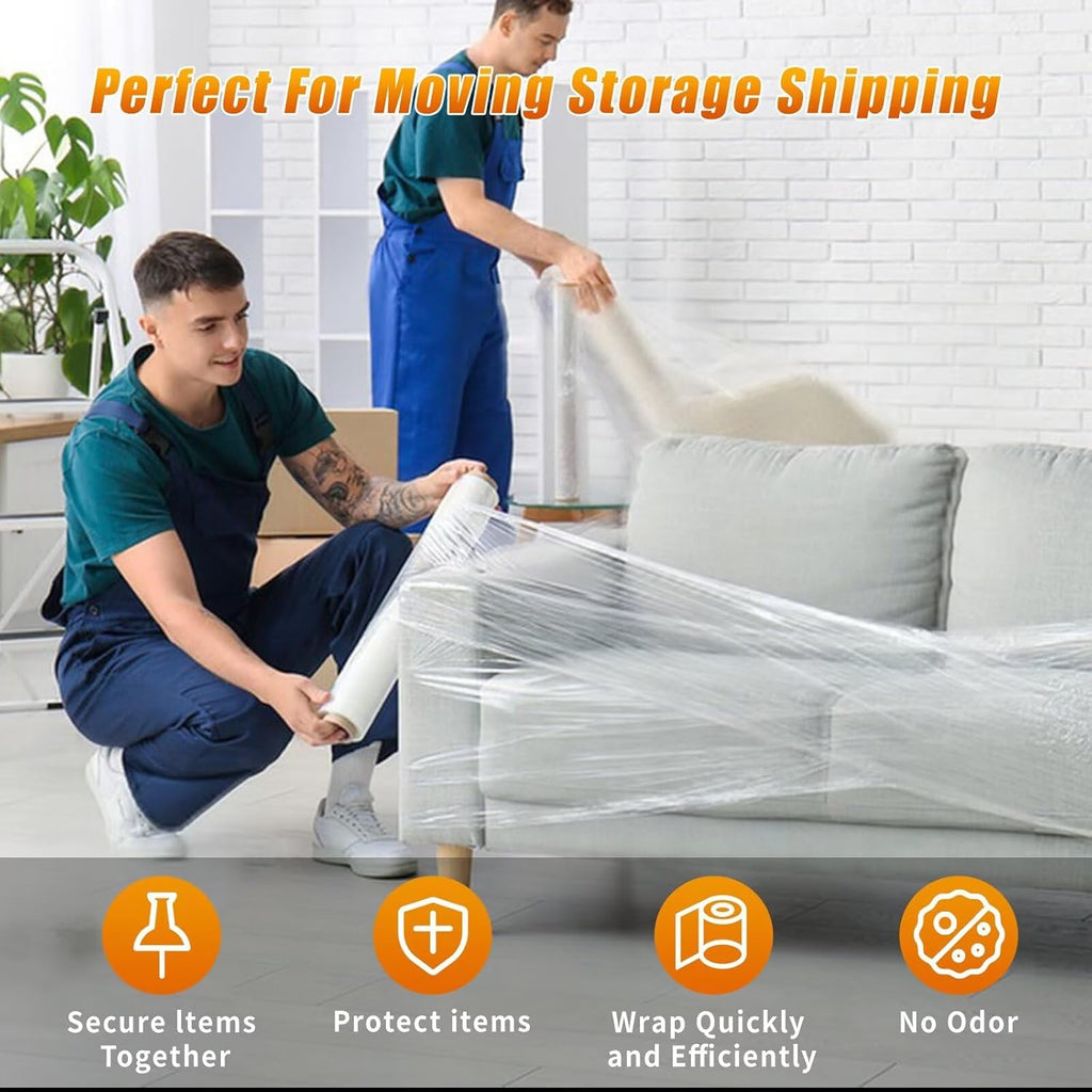 Skiennix Stretch Film Shrink Wrap - Industrial Strength Plastic Wrap for Moving Supplies | 15 Inch, 1000ft, 2 Pack