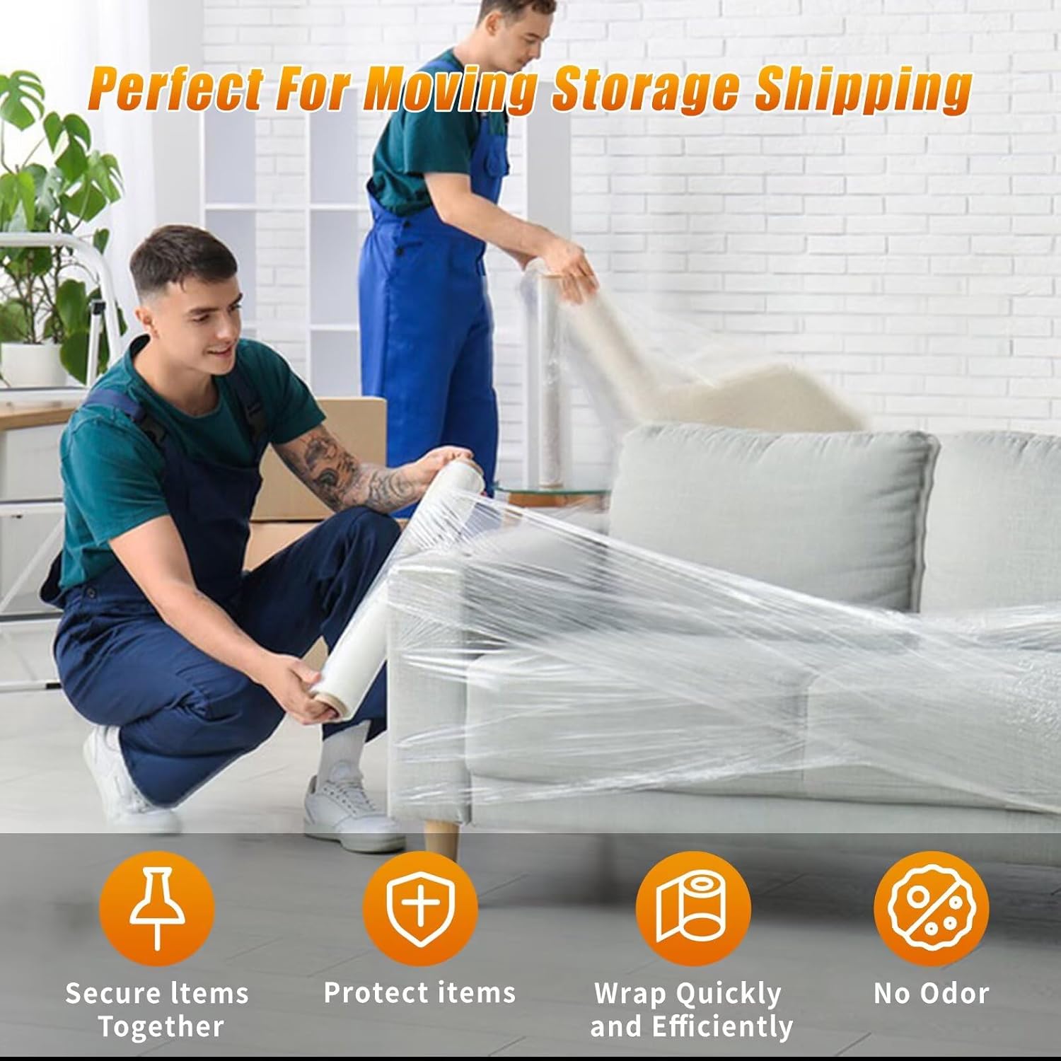 Skiennix Stretch Film Shrink Wrap - Industrial Strength Plastic Wrap for Moving Supplies | 15 Inch, 1000ft, 2 Pack