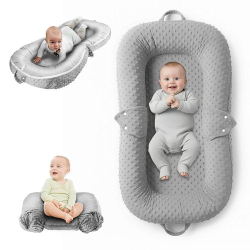 Baby Lounger Pillow - 2-in-1 Infant Lounger for Newborns 0-48 Months | Portable Tummy Time Mat, Soft & Breathable