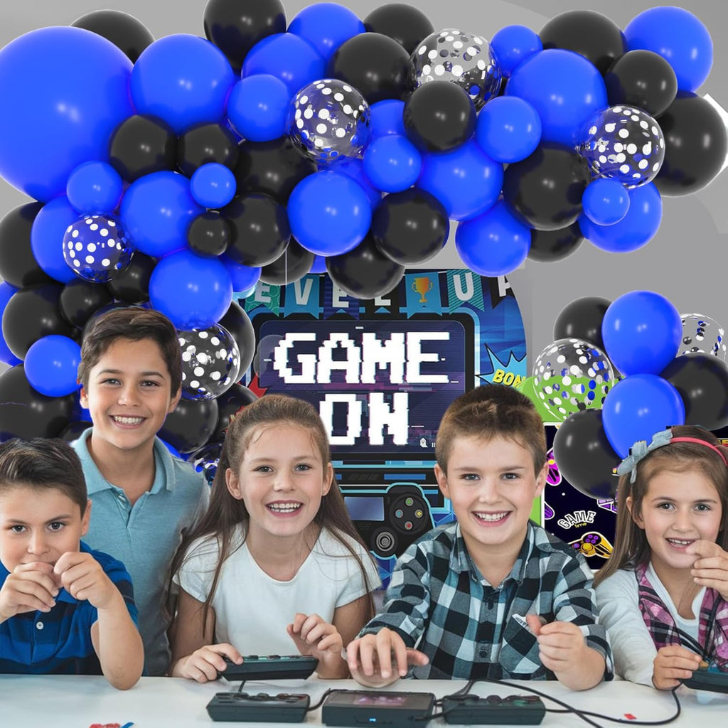 Royal Blue & Black Balloon Garland Arch Kit - Perfect for Boss Theme Baby Showers & Video Game Birthdays