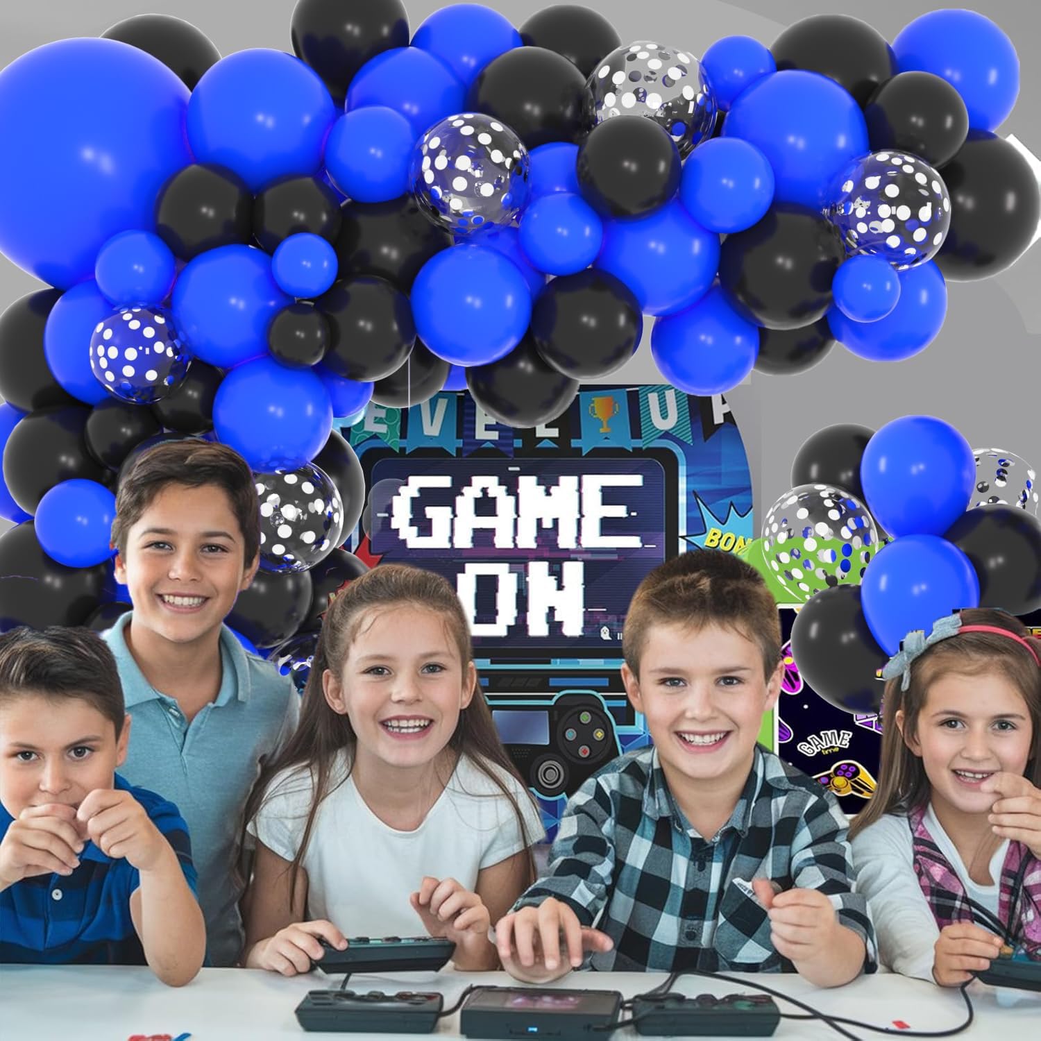 Royal Blue & Black Balloon Garland Arch Kit - Perfect for Boss Theme Baby Showers & Video Game Birthdays