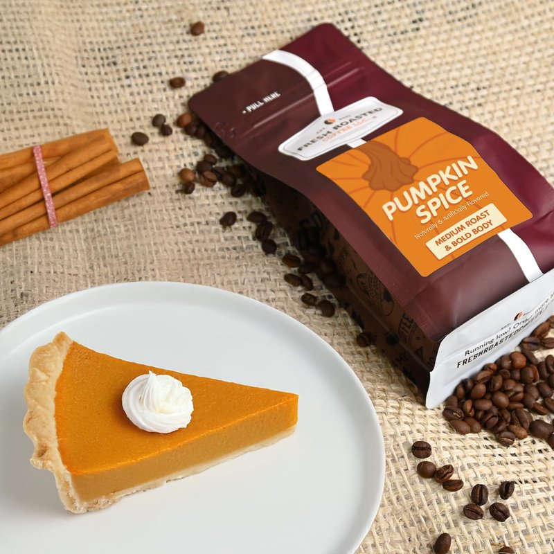 Fresh Roasted Coffee, Pumpkin Spice Flavored Drip Ground Coffee, Medium Roast, Kosher, 12 oz