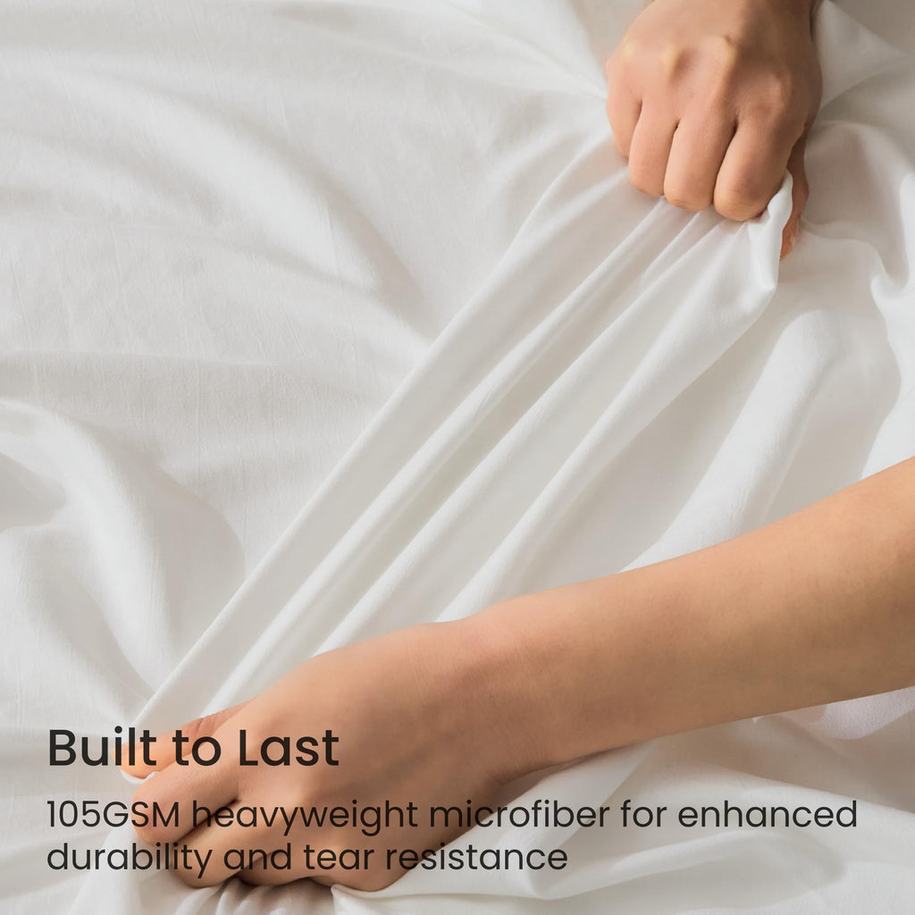 GOKOTTA King Fitted Sheet Only, 16-Inch Deep Pocket King Size Fitted Sheet with Elastic Corner Straps -Washed & Brushed Microfiber Polyester- Ultra Soft, Hotel Luxury, Non Slip, Wrinkle-Free - White