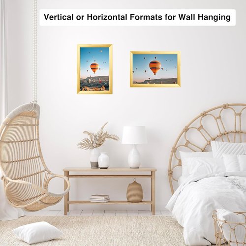 JCJMY Gold 9x12 Picture Frame - Wall Mounting Horizontally or Vertically | Durable Shatter-Resistant Plexiglass