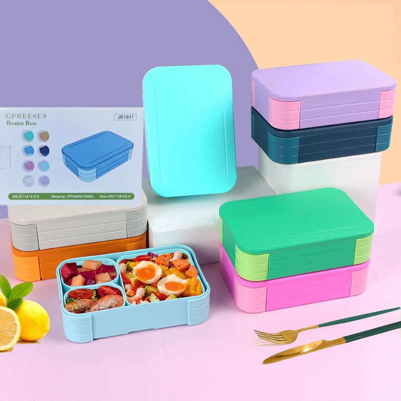 GPREESUS Lunch Box for Kids – BPA-Free, 3 Compartment Leak Proof Bento Box for Backpacks, Microwave & Dishwasher Safe, Food Storage Container for Work, Daycare, School & Travel(Blue)