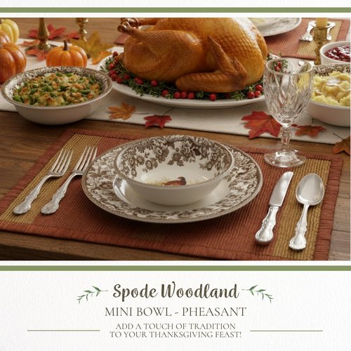 Spode Woodland Pheasant Mini Bowl - Wildlife-Themed Serveware, Ideal for Dips, Sauces or Small Portions, 5 Inch Ceramic Earthenware Bowl with British Floral Border - Microwave, Oven, Freezer Safe