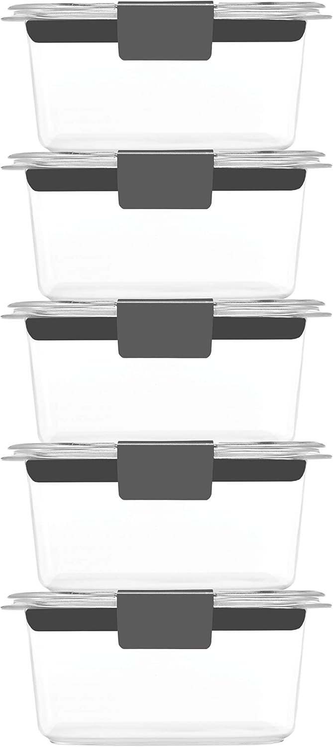 Rubbermaid Brilliance Food Storage Containers Set - BPA Free, Includes 2 (9.6 Cup) & 5 (1.3 Cup)
