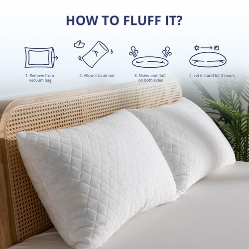 Shredded Memory Foam Pillows, Bed Pillows for Sleeping, Medium Firm Pillows Standard/Queen Size Pillow for Side Back Stomach Sleepers, Neck Support Pillow with Washable Removable Cover (1 Pack)