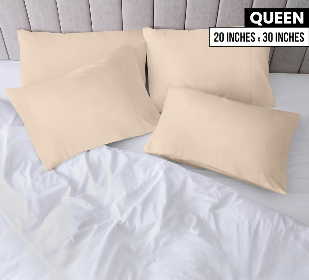 Utopia Bedding Queen Pillow Cases - 12 Pack of Soft Brushed Microfiber - Fade Resistant | 20 x 30 Inches, Beige