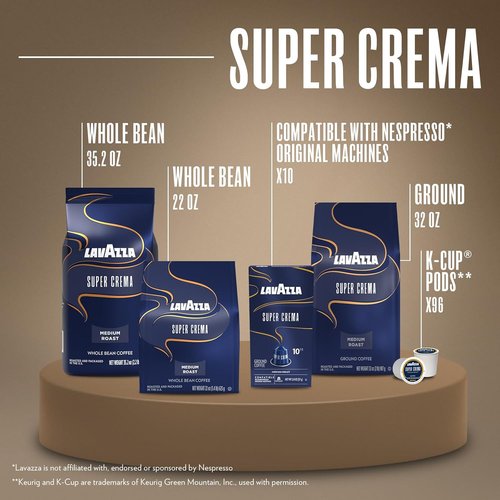 Lavazza Espresso Whole Bean Super Crema - Value Pack of 3 (2.2 lb Each) | Premium Italian Coffee