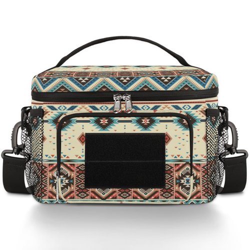 Boho Aztec Insulated Lunch Bag for Men Women Adult, Southwestern Native American Tactical Lunch Box with Adjustable Shoulder Strap, Leakproof Lunch Cooler Tote Bag for Work Office Travel Camping