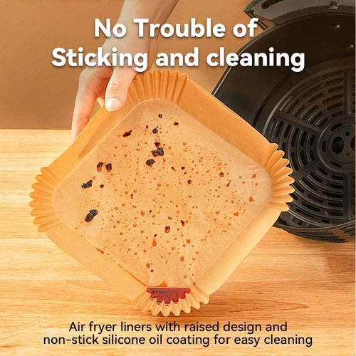 Koja Disposable Parchment Air Fryer Liners - 200 Pcs Non-Stick 8 Inch Baking Paper for Easy Clean & Heat Resistance