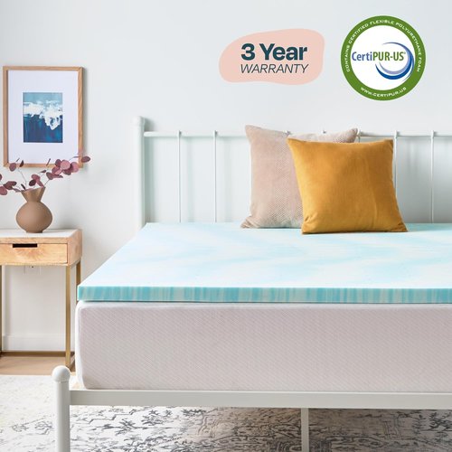 Linenspa 2 Inch Gel Memory Foam Mattress Topper - Twin XL Size, Cooling & Pressure Relieving - CertiPUR Certified