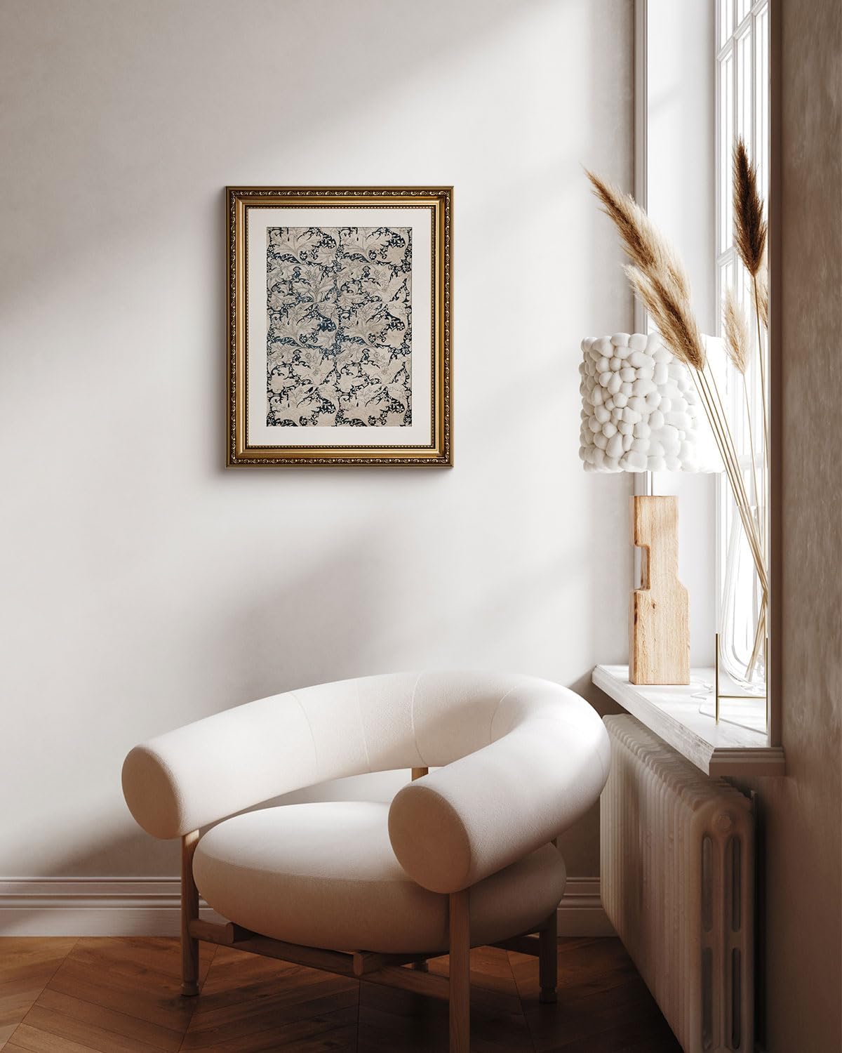 VIYYIEA Gold Framed Floral Canvas Print - Romantic Botanical Wall Art for Home Decor | 13x16in