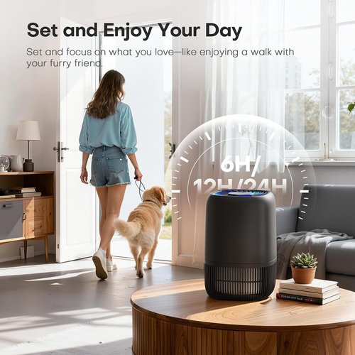 **Skiennix Air Purifier - High Efficiency Filter for Up to 1076 Ft² | Compact, Quiet Design for Pets & Allergens - Black**