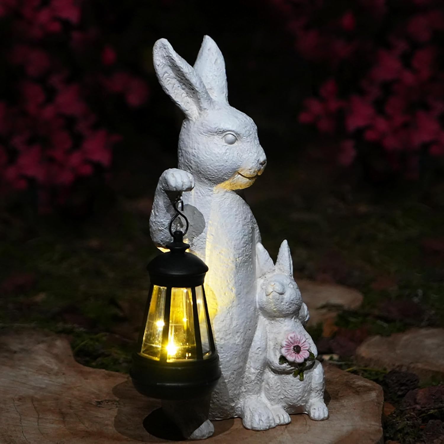 Skiennix Solar Outdoor Bunny Statues - LED Garden Sculptures for Patio & Lawn Decor | Perfect Easter Gifts