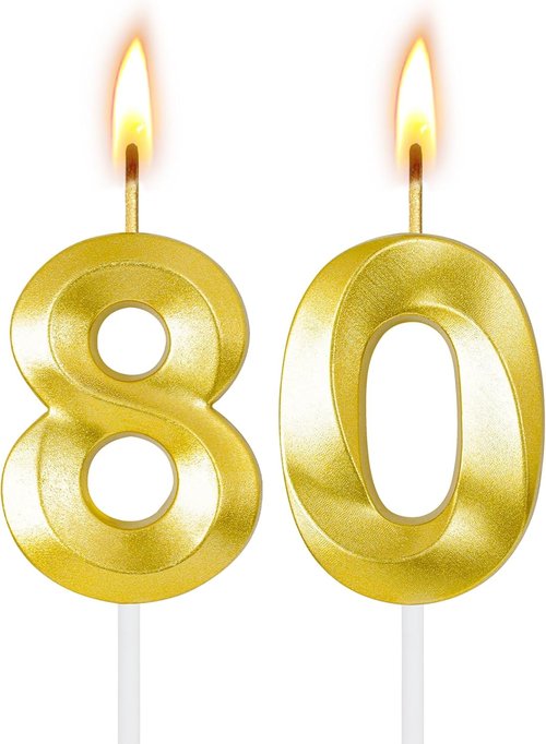 80th Birthday Candles - Elegant Cake Toppers for Him & Her | Perfect Party Decorations