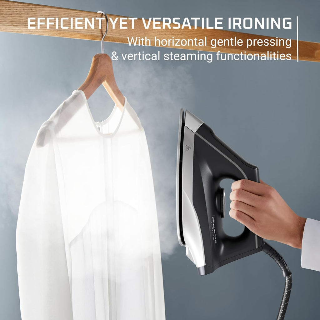 Rowenta Iron Steamer - Professional Steam Station with Stainless Steel Soleplate | 1750 Watts, 57 Oz, Black/Green