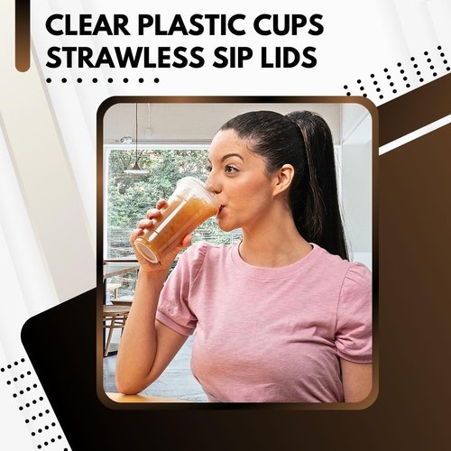 Green Direct 20 oz. Disposable Plastic Clear Cups with Strawless Sip Lids for Iced Coffee 50